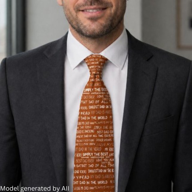 Father’s Day Gift Script Typography Pattern Orange Tie (Creator Uploaded)
