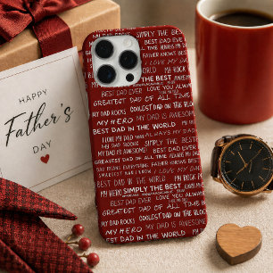 Father’s Day Gift Script Typography Pattern Red iPhone 16 Pro Max Case