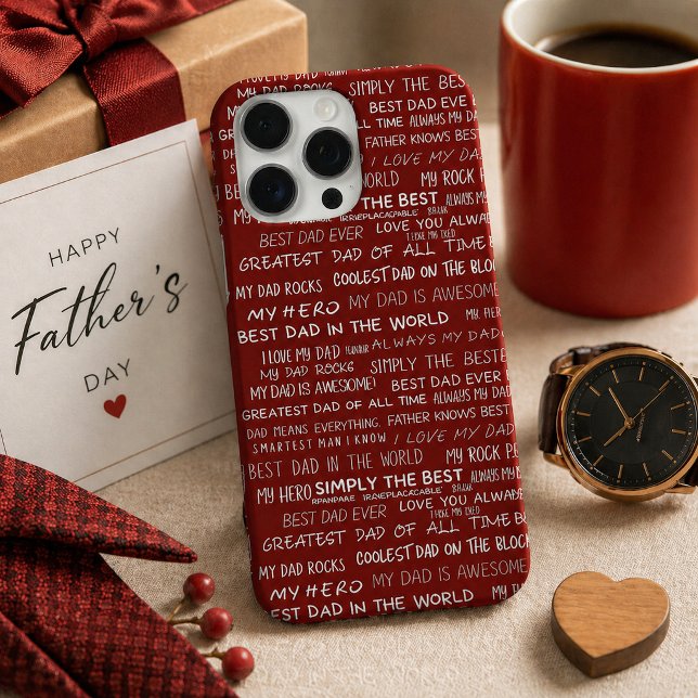 Father’s Day Gift Script Typography Pattern Red Case-Mate iPhone Case (Creator Uploaded)