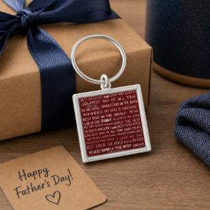 Father’s Day Gift Script Typography Pattern Red Key Ring