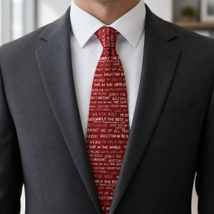 Father’s Day Gift Script Typography Pattern Red Tie