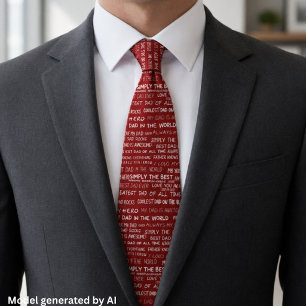 Father’s Day Gift Script Typography Pattern Red Tie
