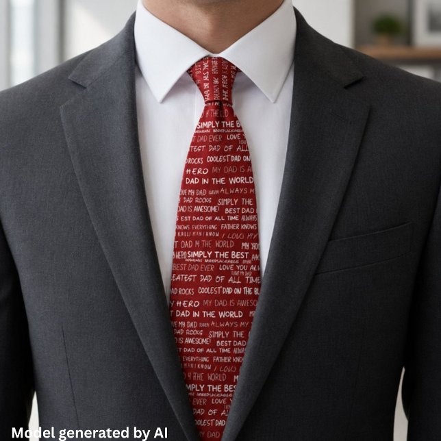 Father’s Day Gift Script Typography Pattern Red Tie (Creator Uploaded)
