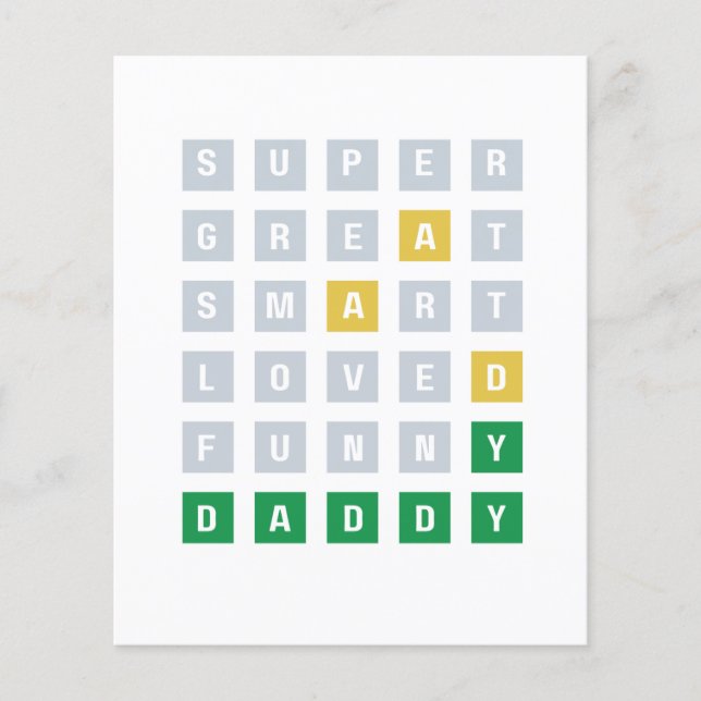 Father’s Day Greeting Card Funny Wordle Game Daddy (Front)