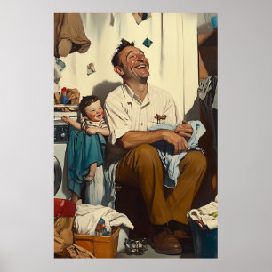 Father’s Day Laughter in the Laundry Room Poster
