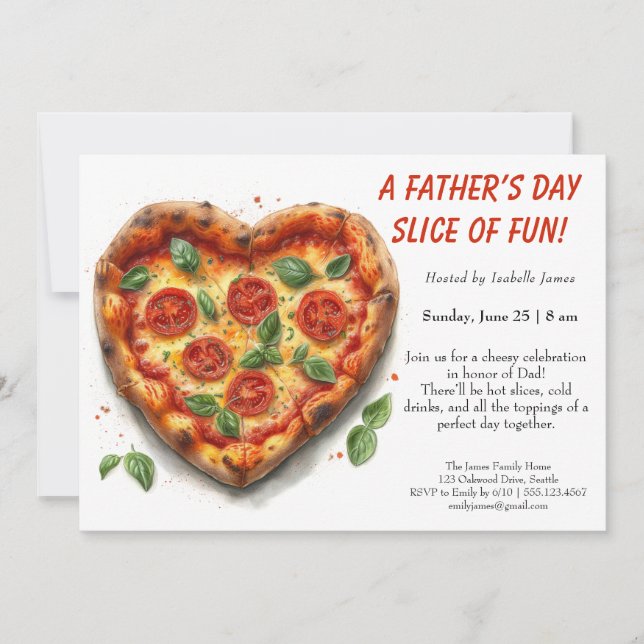 Father’s Day Pizza Party – Editable Family Dinner  Invitation (Front)