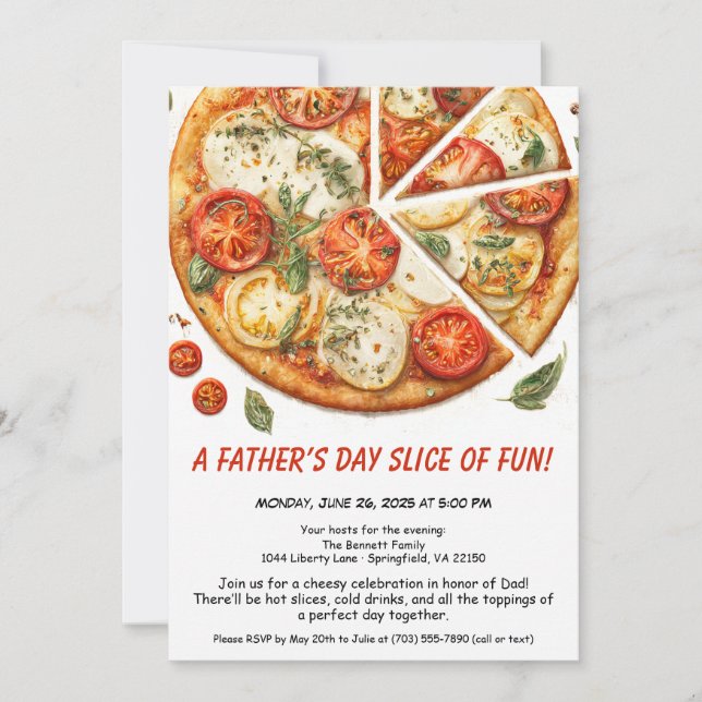 Father’s Day Pizza Party – Editable Family Dinner  Invitation (Front)