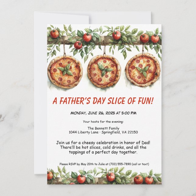Father’s Day Pizza Party – Editable Family Dinner  Invitation (Front)