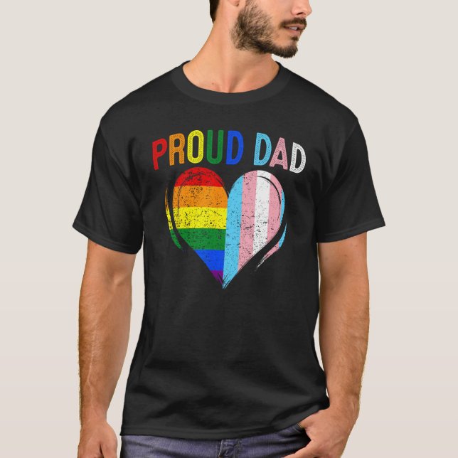 Father s Day Proud Dad Transgender Gay Rainbow LGB T-Shirt (Front)