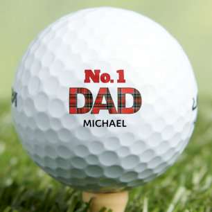 Father’s Day Sport Gift for Dad No. 1 Plaid Golf Balls