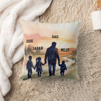 Father’s Day Watercolor Family Sunset Cushion
