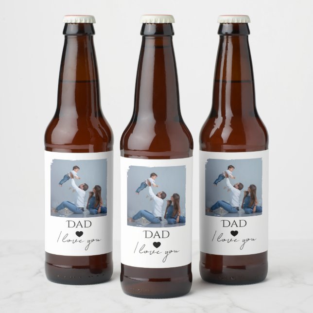Father’s Day with Photo & Dad, I Love You Beer Bottle Label (Bottles)