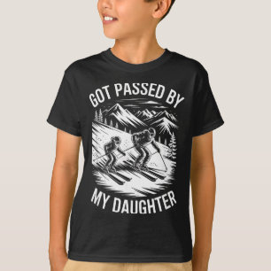 Father skier passed by daughter skiing family T-Shirt