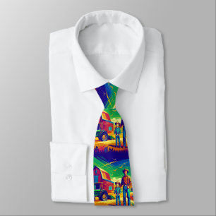 Father Son At The Farm Tie