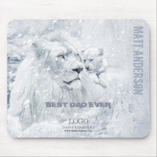Father & Son / Best Dad, White Lion & Cub on Ice - Mouse Mat