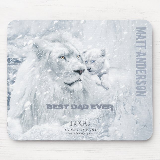 Father & Son / Best Dad, White Lion & Cub on Ice - Mouse Mat (Front)