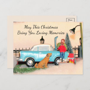 Father & Son & Car Bonding Time Holiday Postcard