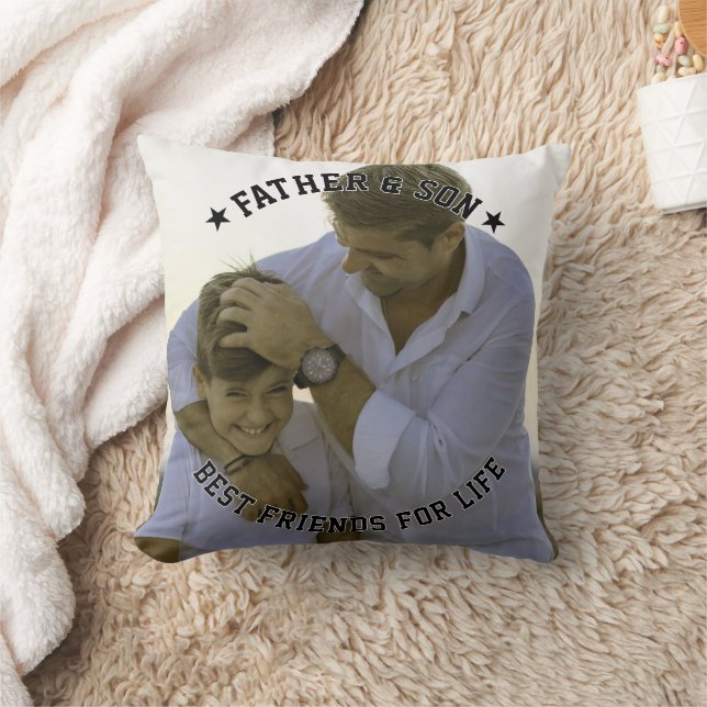 Father & Son Custom Photo Best Friend Fathers Day Cushion (Blanket)