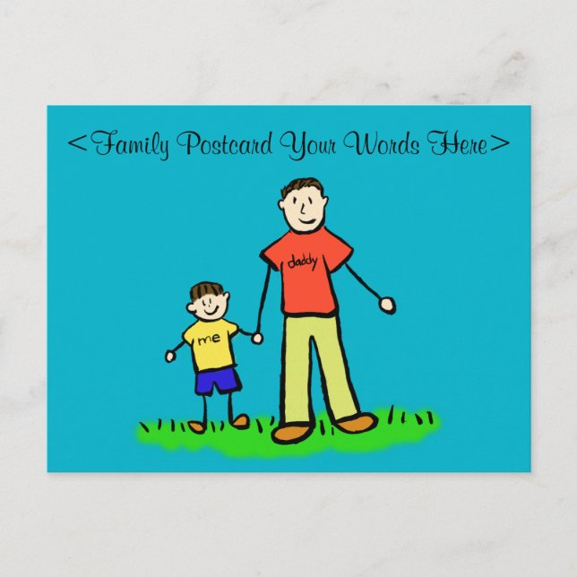 Father & Son Family Characters Customised Postcard (Front)