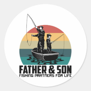 Father Son Fishing Partners For Life Classic Round Sticker