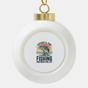 Father Son Fishing Partners Vintage Bass Shirt_1 Ceramic Ball Christmas Ornament