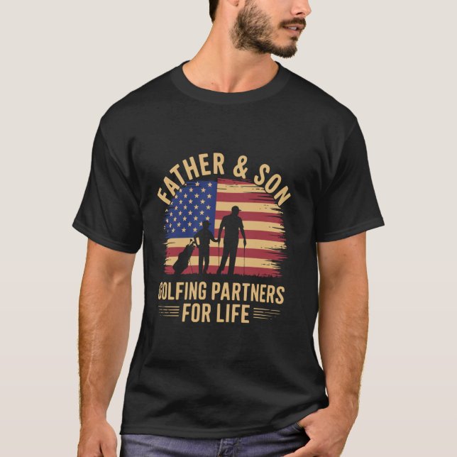 Father Son Golfing Partners Funny Father s Day Mat T-Shirt (Front)