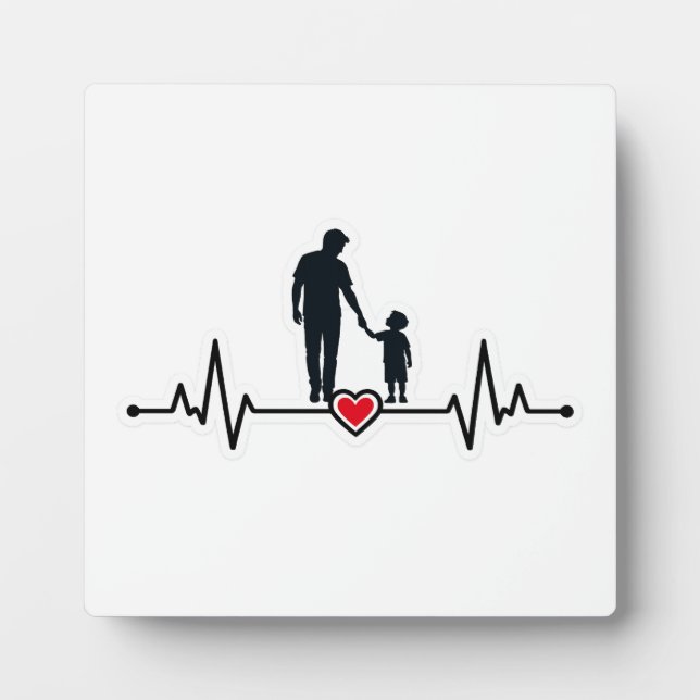 Father & Son Heartbeat Silhouette Award Plaque  (Front)