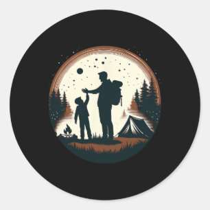 Father Son Hiking Mountain Camping Buddies Son Dad Classic Round Sticker