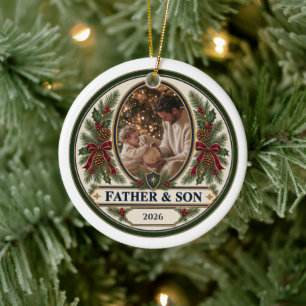 Father & Son Personalised Christmas Photo Ceramic Tree Decoration