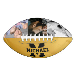 Father & Son Photo Design with Black Initial American Football