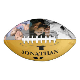Father & Son Photo Design with Black Initial American Football