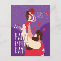 Father Son playing basketball cute illustration