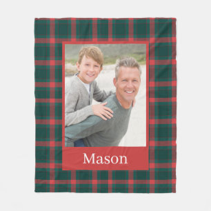 Father Son Red Green Custom Photo Fleece Blanket