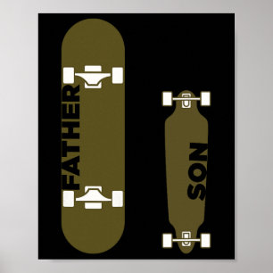 Father Son Skater Skateboard Skate Skating Board F Poster