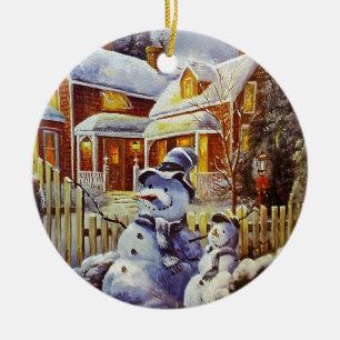 Father & Son Snowman Ceramic Tree Decoration
