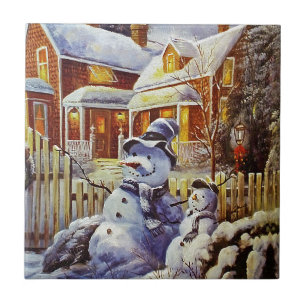 Father & Son Snowman Tile