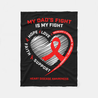 Father Support My Dad Wear Red Heart Disease Aware Fleece Blanket