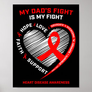 Father Support My Dad Wear Red Heart Disease Aware Poster