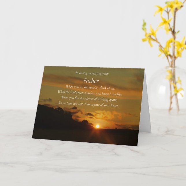 Father Sympathy Condolences Poem Memorial Card (Yellow Flower)