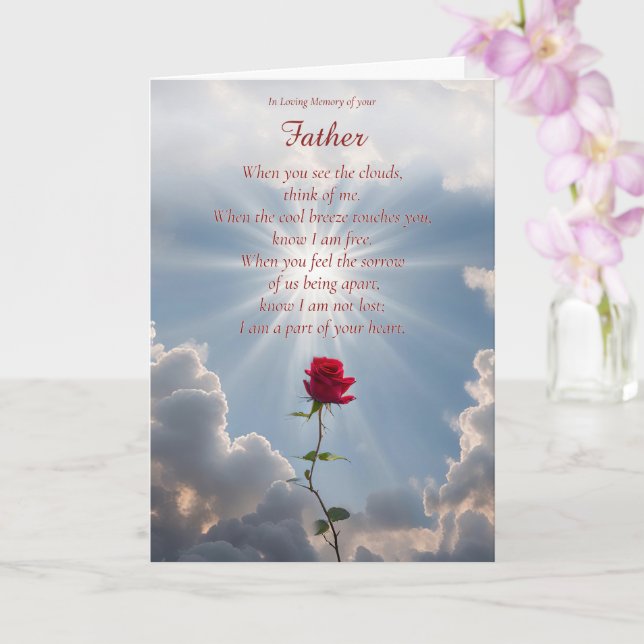 Father Sympathy Loss of Dad Memorial Condolences Card (Orchid)