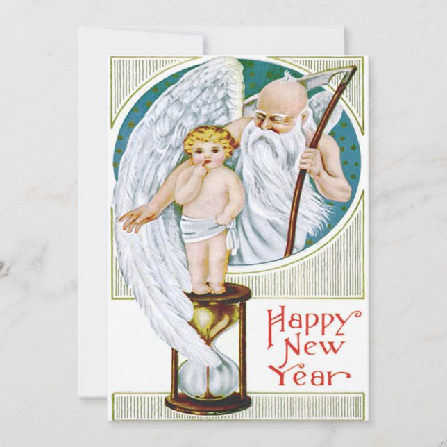 Father Time Baby New Year Hourglass Invitation (Front)