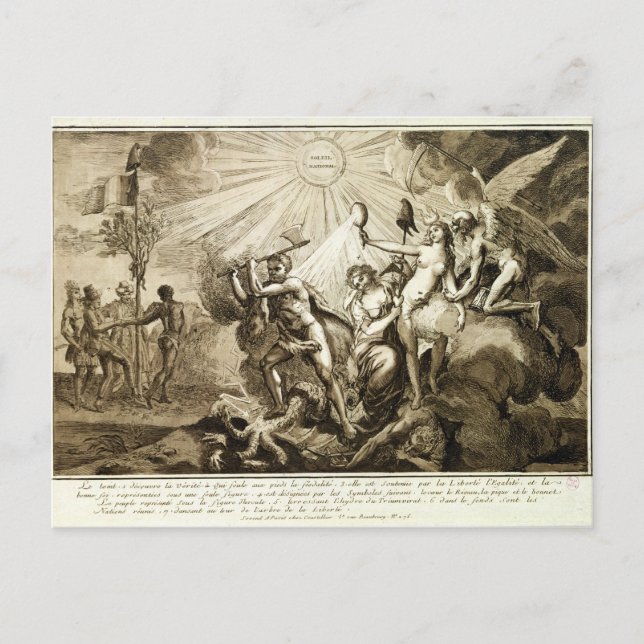 Father Time discovers Truth trampling Postcard (Front)