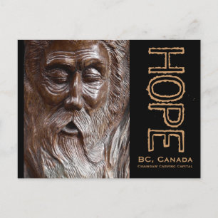 Father Time Old Man's Face Wood Carving Postcard