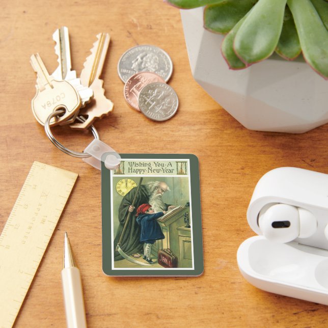 Father Time Wishing You a Happy New Year Key Ring (Desk)