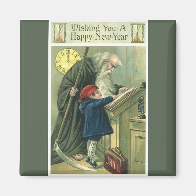 Father Time Wishing You a Happy New Year Magnet (Front)