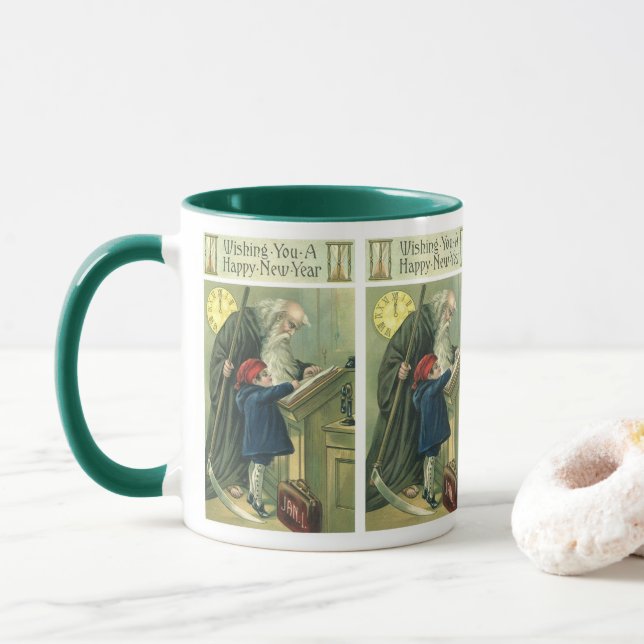 Father Time Wishing You a Happy New Year Mug (With Donut)