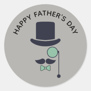 Father Top Hat Bow Tie Monocle Classic Round Sticker