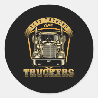 Father Trucker Truck Papa Dad Fathers Day Husband  Classic Round Sticker