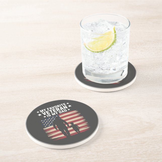 Father Veterans Day Dad Proud Coaster (Side)