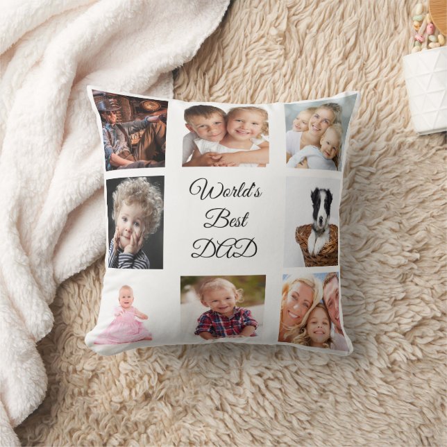 Father white photo collage cushion (Blanket)
